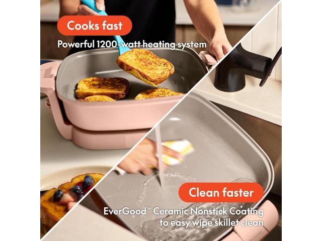 bella Make & Take Electric Skillet, Fits-anywhereTM kitchenware, EverGoodTM Ceramic Coating, Adjustable Temperature & Dishwasher-Safe Tempered...