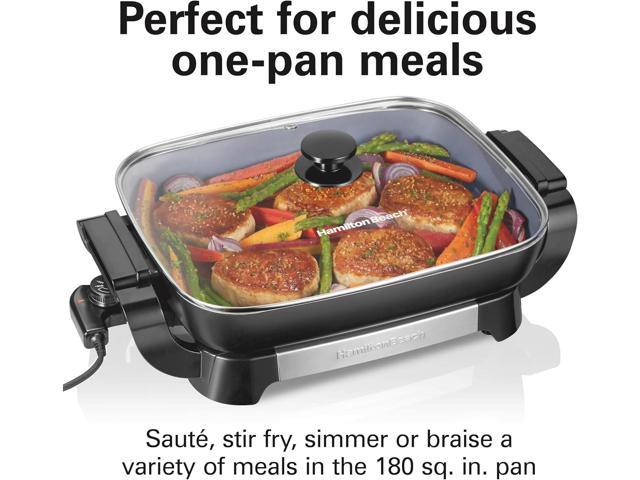 Hamilton Beach Electric Skillet with PFAS-Free Durathon Ceramic Coating, Removable 12x15 Pan, Adjustable Temperature, Reversible Design, Tempered...