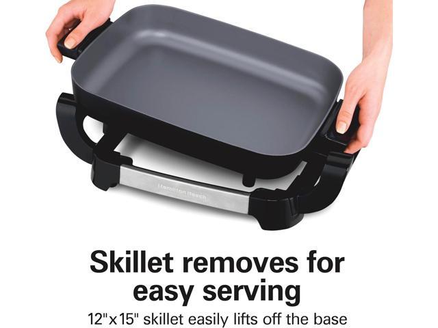 Hamilton Beach Electric Skillet with PFAS-Free Durathon Ceramic Coating, Removable 12x15 Pan, Adjustable Temperature, Reversible Design, Tempered...