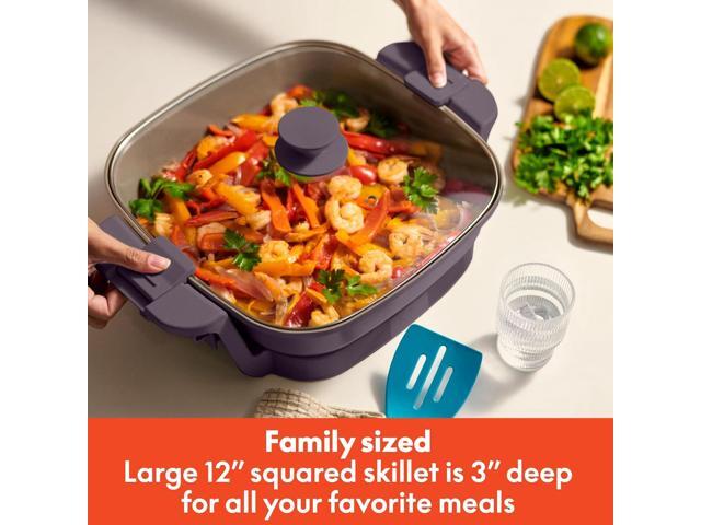 bella Make & Take Electric Skillet, Fits-anywhereTM kitchenware, EverGoodTM Ceramic Coating, Adjustable Temperature & Dishwasher-Safe Tempered...