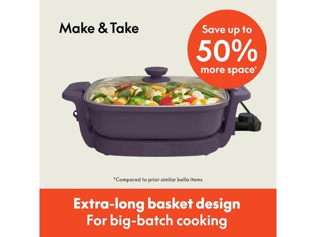 bella Make & Take Electric Skillet, Fits-anywhereTM kitchenware, EverGoodTM Ceramic Coating, Adjustable Temperature & Dishwasher-Safe Tempered...