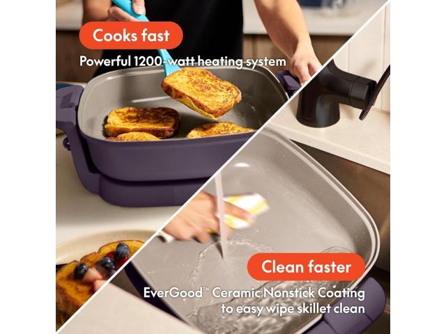 bella Make & Take Electric Skillet, Fits-anywhereTM kitchenware, EverGoodTM Ceramic Coating, Adjustable Temperature & Dishwasher-Safe Tempered...