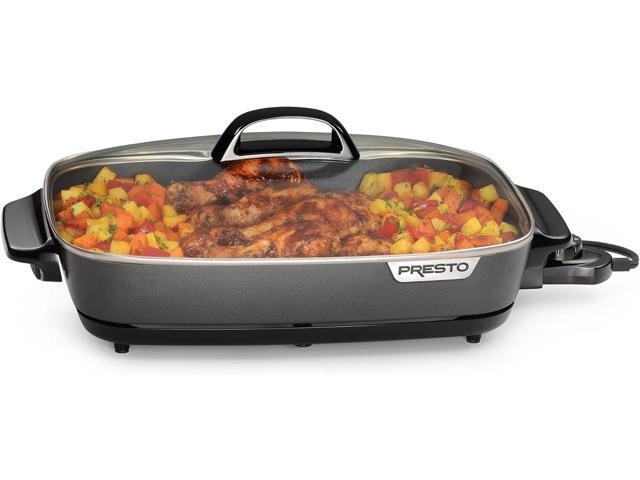 Presto 06858 16-Inch Slimline Electric Skillet with Glass Cover - Nonstick, Adjustable Temperature, Black