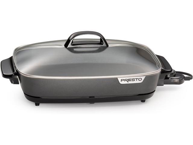 Presto 06858 16-Inch Slimline Electric Skillet with Glass Cover - Nonstick, Adjustable Temperature, Black
