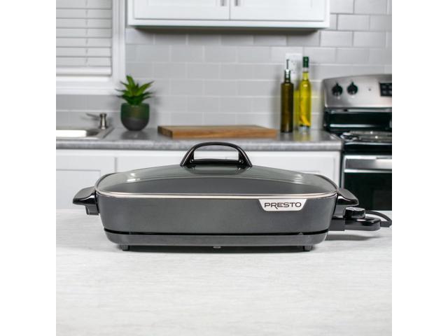 Presto 06858 16-Inch Slimline Electric Skillet with Glass Cover - Nonstick, Adjustable Temperature, Black