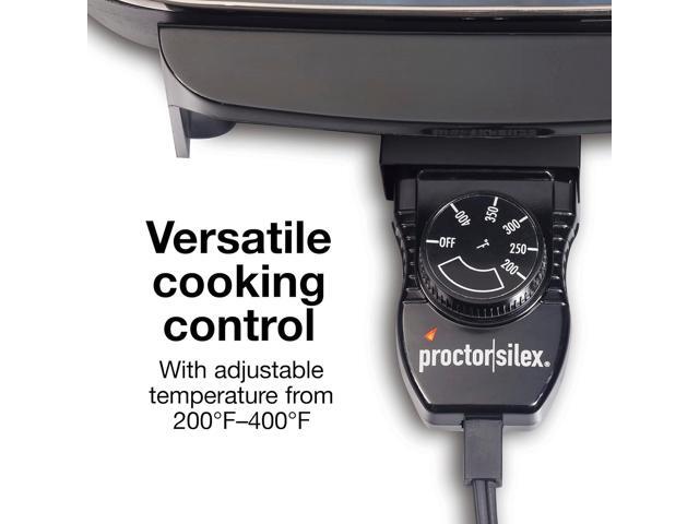 Proctor Silex Electric Skillet with Lid, 116 sq. in. Nonstick Cooking Surface for Frying, Sauteing, Simmering and Braising, Adjustable Temp 200° to...