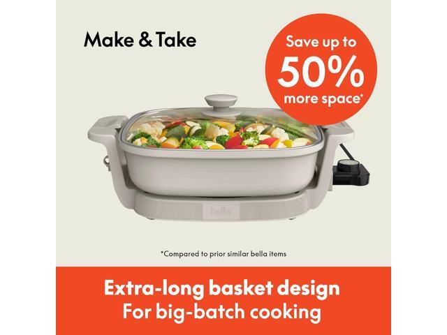 bella Make & Take Electric Skillet, Fits-anywhereTM kitchenware, EverGoodTM Ceramic Coating, Adjustable Temperature & Dishwasher-Safe Tempered...