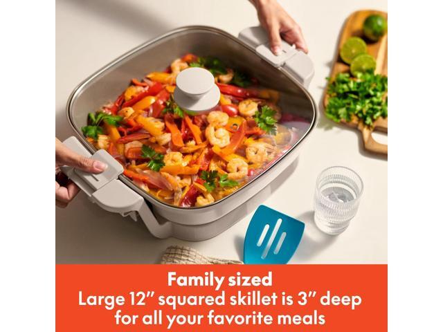 bella Make & Take Electric Skillet, Fits-anywhereTM kitchenware, EverGoodTM Ceramic Coating, Adjustable Temperature & Dishwasher-Safe Tempered...