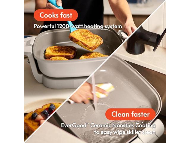 bella Make & Take Electric Skillet, Fits-anywhereTM kitchenware, EverGoodTM Ceramic Coating, Adjustable Temperature & Dishwasher-Safe Tempered...