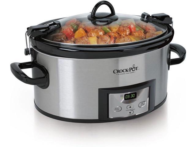 Crock-Pot 6 Quart Cook & Carry Programmable Slow Cooker with Digital Timer Stainless Steel (CPSCVC60LL-S) pack of 1