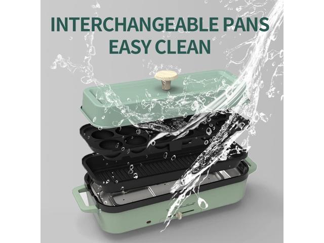 Multifunctional Electric Griddle Electric Skillet Nonstick Baking Maker with 2 Interchangeable Pan Takoyaki Maker Cake Pop Grill Maker Fried Steak