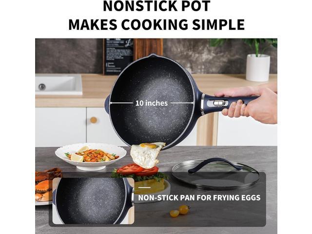 Non-Stick Electric Hot Pot 3-Quart with Steamer & Multi-Cooker Electric Stir Fry Pan & Wok, 1200W for Sizzling Ramen, Soup, Stir-Fry Dorm,...