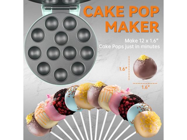 Baker's Friend Cake Pop Maker Machine Set with Cake Pop Stand, Sticks & Fork Tool, 12 Cake Pops Capacity, Aquamarine