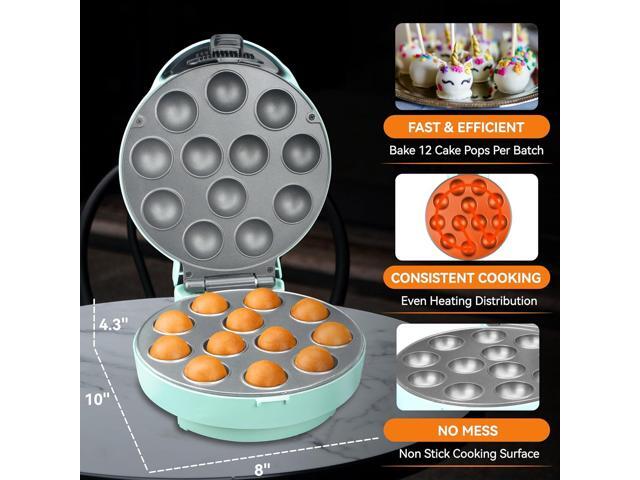 Baker's Friend Cake Pop Maker Machine Set with Cake Pop Stand, Sticks & Fork Tool, 12 Cake Pops Capacity, Aquamarine