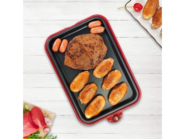 Multifunction Nonstick Baking Maker with 3 Interchangeable Baking Plates for Fried Eggs, Fried Steak, Takoyaki, Cake Pops, Grill Maker, RED-1