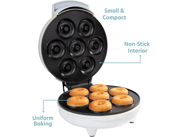 Mini Donut Maker- Electric NonStick Surface Makes 7 Small Doughnuts- Decorate Frost Ice Your Own for Kid Friendly Baked Dessert Treat- Unique...