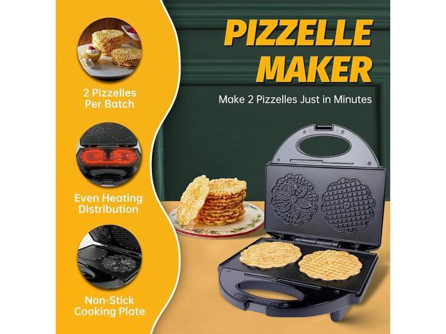 Pizzelle Maker with Non-Stick Coating, Electric Pizzelle Cookie Baker Press with Snowflake Pattern, Make Two 4 Inch Traditional Italian Waffle...