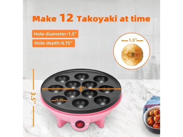 Electric Takoyaki Maker With Free Takoyaki Tools for Takoyaki Octopus Ball Cake Pop Ebelskiver 8 Inches Nonstick
