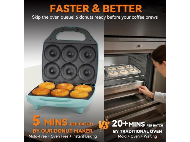 Bakers Friend Mini Donut Maker Machine for Home, 6 x 3'' Mini Doughnut Maker Machine, Donut Maker for Kids, Maquina Para Hacer Donas, Donut Baking...