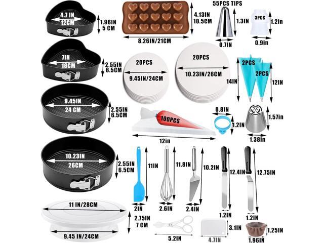 540PCS Cake Decorating Kit - Baking Supplies with 4 Springform Pans, Rotating Turntable, Decorating Tools, Cake Baking Supplies Set for Beginners