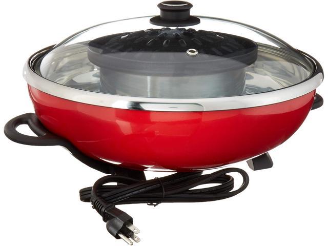 Maple Enjoy Suki Electric Hot Pot Shabu with Korean BBQ Grill - 2 in 1 - Separate Temperature Control - Enjoy Thai Korean Chinese Vietnamese Hot...