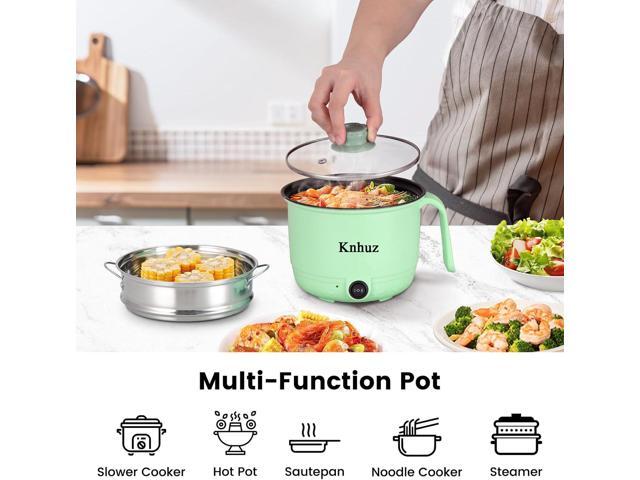 Hot Pot Electric With Steamer,Rapid Ramen Cooker,1.8L Mini Portable Self Heating Electric Pot For Cooking Noodles Oatmeal Pasta,Shabu Shabu Hotpot...