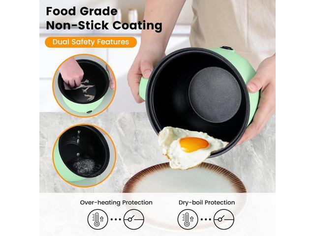 Hot Pot Electric With Steamer,Rapid Ramen Cooker,1.8L Mini Portable Self Heating Electric Pot For Cooking Noodles Oatmeal Pasta,Shabu Shabu Hotpot...