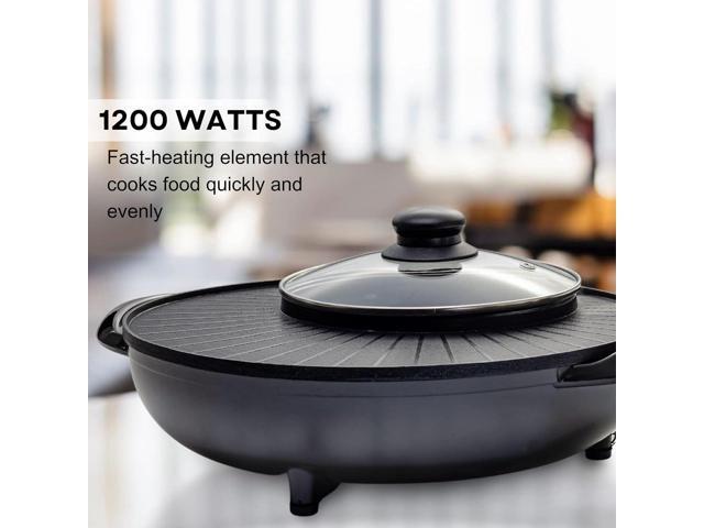 OVENTE Electric Hot Pot and Grill Combo, 2-in-1 Portable Countertop Cooker with Temperature Control Perfect for Korean BBQ, Shabu Shabu and Soup...