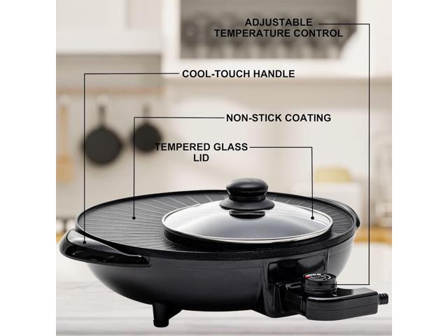 OVENTE Electric Hot Pot and Grill Combo, 2-in-1 Portable Countertop Cooker with Temperature Control Perfect for Korean BBQ, Shabu Shabu and Soup...