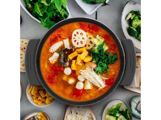 Food Party Electric Hot Pot Skillet Hotpot Pot Electric Cooker Shabu Shabu Pot 110V Non-Stick 6L BPA FREE Fondue Chinese Hot Pot