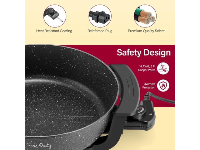 Food Party Electric Hot Pot Skillet Hotpot Pot Electric Cooker Shabu Shabu Pot 110V Non-Stick 6L BPA FREE Fondue Chinese Hot Pot