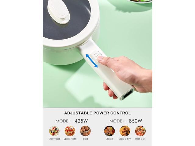 Hot Pot Electric With Steamer, 1.6L Ramen Cooker Non-Stick Sauté Pan for Steak, Egg, Fried Rice, Ramen, Oatmeal, Soup, Portable Personal Perfect...