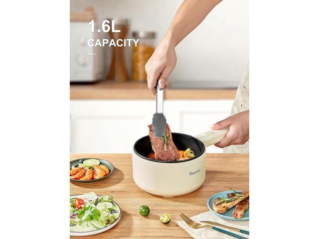 Hot Pot Electric With Steamer, 1.6L Ramen Cooker Non-Stick Sauté Pan for Steak, Egg, Fried Rice, Ramen, Oatmeal, Soup, Portable Personal Perfect...