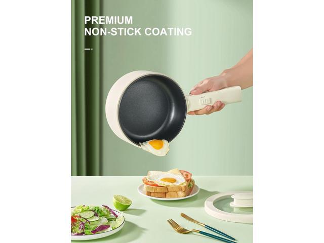 Hot Pot Electric With Steamer, 1.6L Ramen Cooker Non-Stick Sauté Pan for Steak, Egg, Fried Rice, Ramen, Oatmeal, Soup, Portable Personal Perfect...
