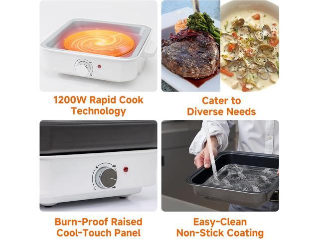 2-in-1 Electric Hot Pot, 4L Non-Stick Portable Shabu Pot with Grill Pan & Removable Pot, Non-stick Ceramic Oil Coating, Multi-Power Control...