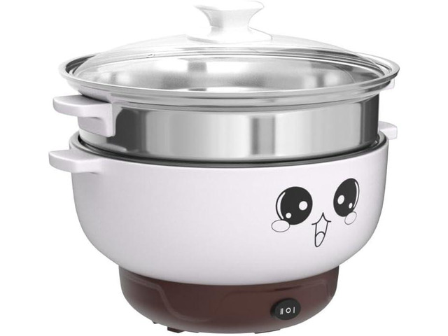 4-IN-1 Multifunction Electric Cooker Skillet Grill Pot Wok Electric Hot Pot for Noodles Cook Rice Fried Stew Soup Steamed Fish Boiled Egg Small...