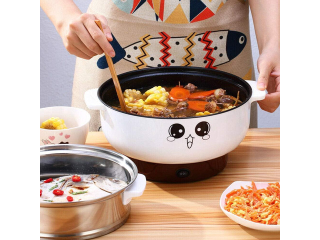 4-IN-1 Multifunction Electric Cooker Skillet Grill Pot Wok Electric Hot Pot for Noodles Cook Rice Fried Stew Soup Steamed Fish Boiled Egg Small...