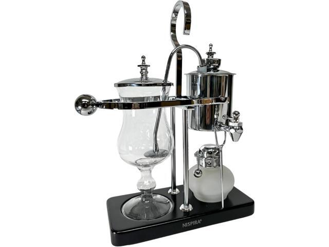 Nispira Belgium Royal Family Balance Syphon Unique Gravity Vintage Coffee Maker Vacuum Brewing System Silver 500 ml