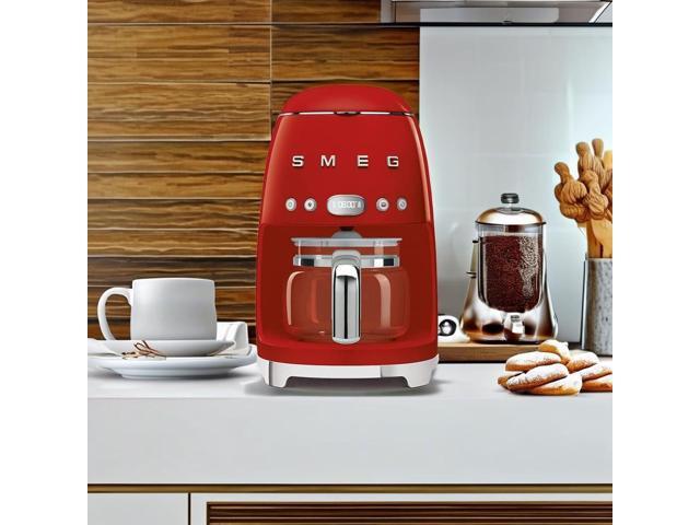 Smeg 50's Retro Style Aesthetic Drip Coffee Machine with 10 Cup Glass Carafe, Auto Start Feature, Keep Warm Plate, and Two Coffee Strength Settings...