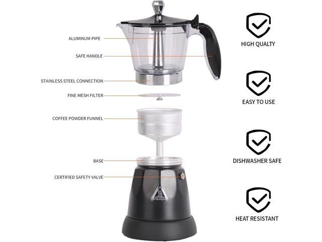 Cuban Coffee Maker, 6 or 3cup Electric Espresso Coffee Maker, Portable Cafeteras Electricas Modernas, Electric Moka Pot with Detachable Base &...