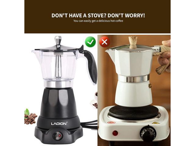 Cuban Coffee Maker, 6 or 3cup Electric Espresso Coffee Maker, Portable Cafeteras Electricas Modernas, Electric Moka Pot with Detachable Base &...