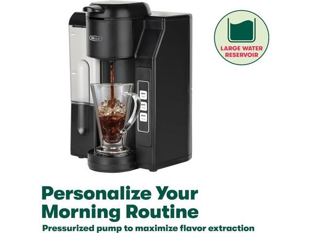 Bella Single Serve Coffee Maker, Dual Brew, K-cup Compatible - Ground Coffee Brewer with Removable Water Tank & Adjustable Drip Tray, Perfect for...