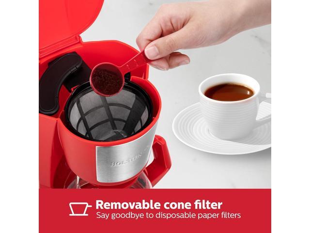 Holstein Housewares - 5 Cup Drip Coffee Maker - Convenient and User Friendly with Permanent Filter, Borosilicate Glass Carafe, Water Level...