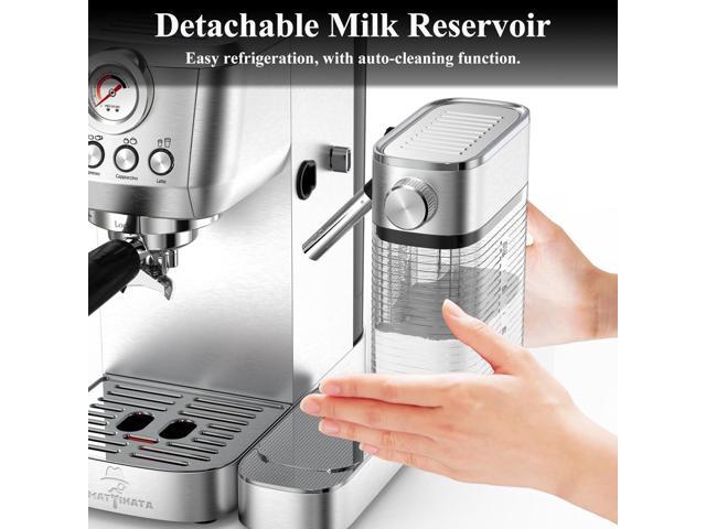 Cappuccino Coffee Machine with Automatic Milk Frother, Compact Espresso Machine with Pressure Gauge, Stainless Steel Cappuccino Maker with for...