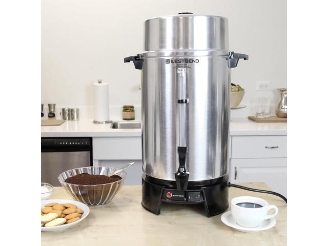 West Bend 33600 Coffee Urn Commercial Highly-Polished Aluminum NSF Approved Features Automatic Temperature Control Large Capacity with Fast Brewing...