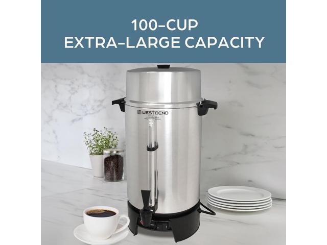 West Bend 33600 Coffee Urn Commercial Highly-Polished Aluminum NSF Approved Features Automatic Temperature Control Large Capacity with Fast Brewing...