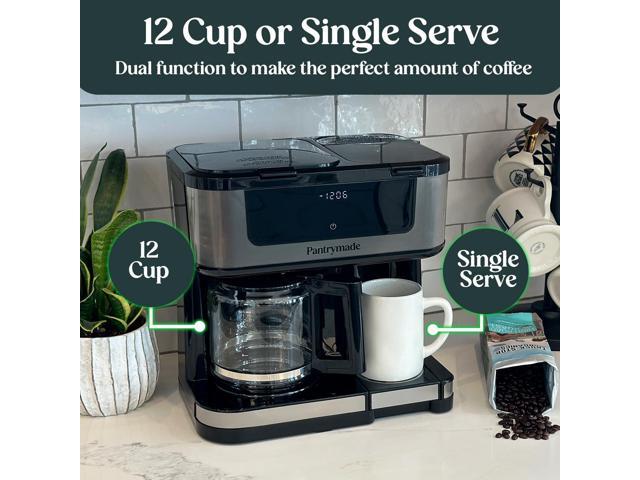 Deluxe 12-Cup Coffee Maker & Single Serve Brewer Programmable, K-Cup Compatible, Adjustable Brew Size, Glass Carafe, Auto Shut-Off - Ideal for...