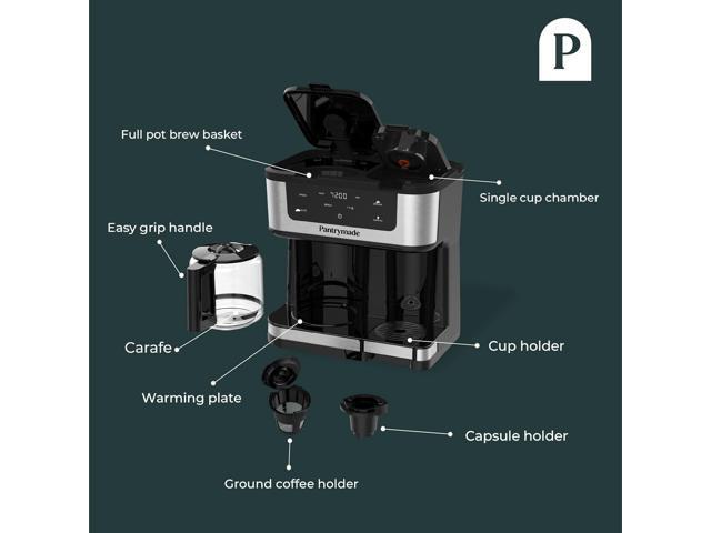 Deluxe 12-Cup Coffee Maker & Single Serve Brewer Programmable, K-Cup Compatible, Adjustable Brew Size, Glass Carafe, Auto Shut-Off - Ideal for...