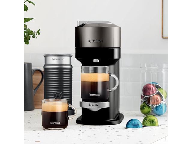 Nespresso Vertuo Next Deluxe Coffee and Espresso Maker, Pure Chrome with Aeroccino Milk Frother,1.1 liter, Black