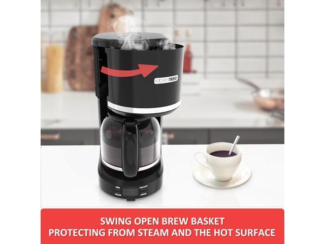 12-Cup Programmable Coffee Maker with Permanent Filter, Removable Water Reservoir Coffee Machine, Drip Coffee Maker, Delay Brew, Timer & Keep Warm,...